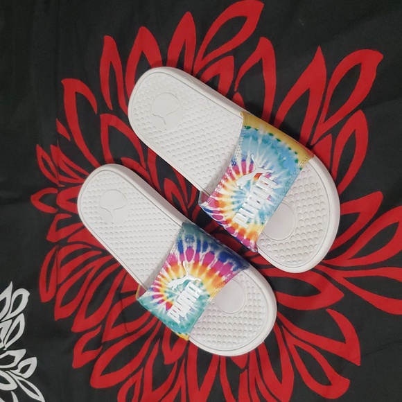 Puma Womens Rainbow Tie-Dye Slide Sandals Size 8 - Picture 1 of 4